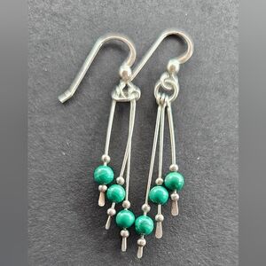 Sterling Malachite Bead Earrings